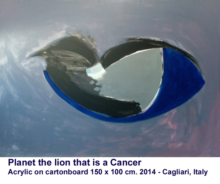 Planet the lion that is a Cancer Acrylic on cartonboard 150x100 cm Cagliari-Italy 2014